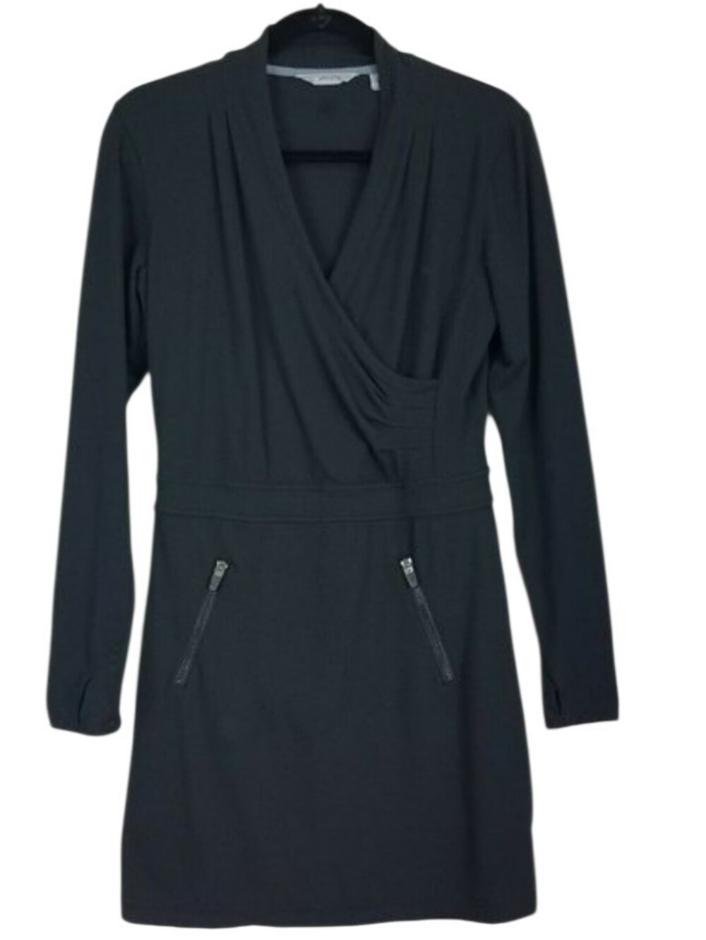 Athleta Suedy Lady Faux Wrap Dress In Black Size  S